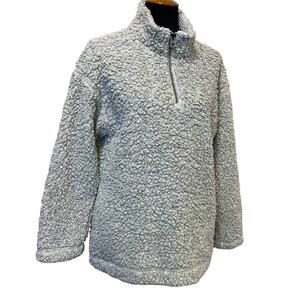 Dylan Los Angeles Medium Fuzzy Lined Oatmeal 1/2 Zip Faux Fur Pullover Sweater